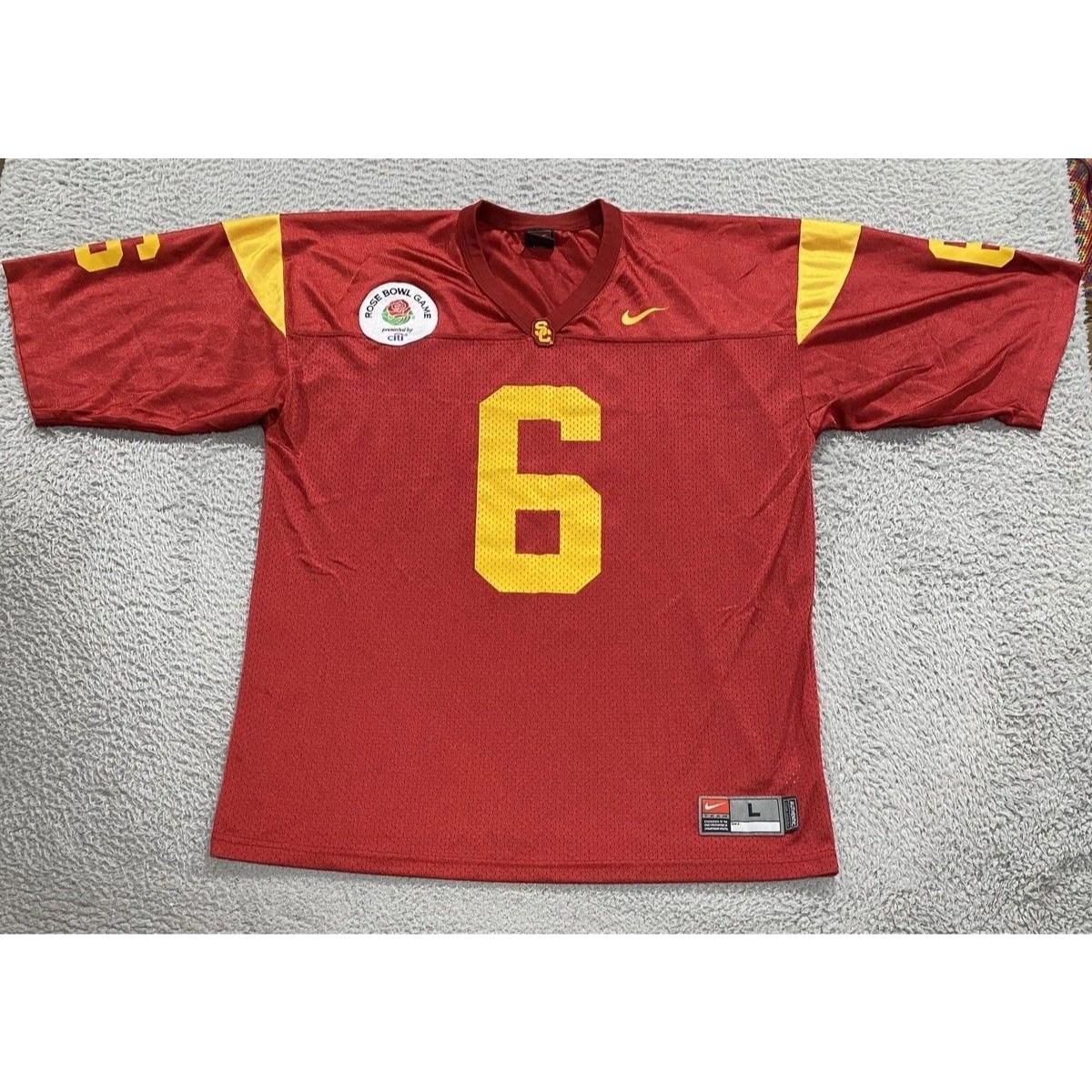 Usc Trojans Jersey Mens Large Red Ncaa Football Rose Bowl Game  6 Nike Team Y2k